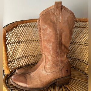 Vintage Frye Cowboy Western Style Pull On Leather Boots
